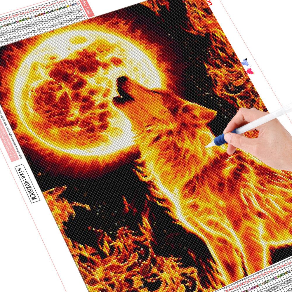 Fiery Wolf - Diamond Painting Kit