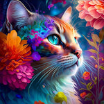 Cat Florals Beauty - Diamond Painting Kit