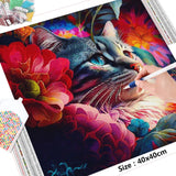 Cat Floral Splendor - Diamond Painting Kit