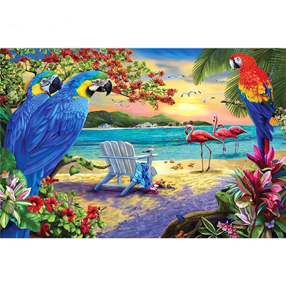 Beach Parrots - Diamond Painting Kit