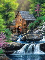 Cottage Waterfall - Diamond Painting Kit