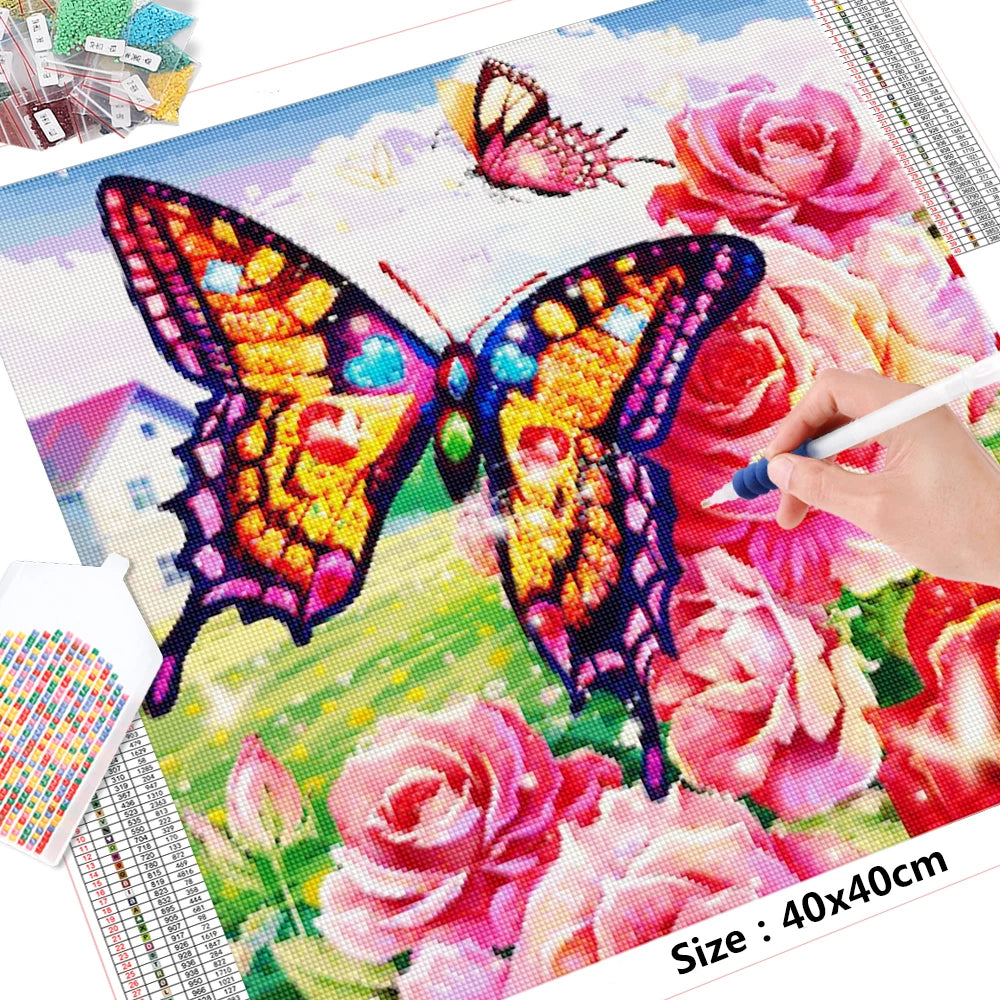 Butterfly Rose Love - Diamond Painting Kit