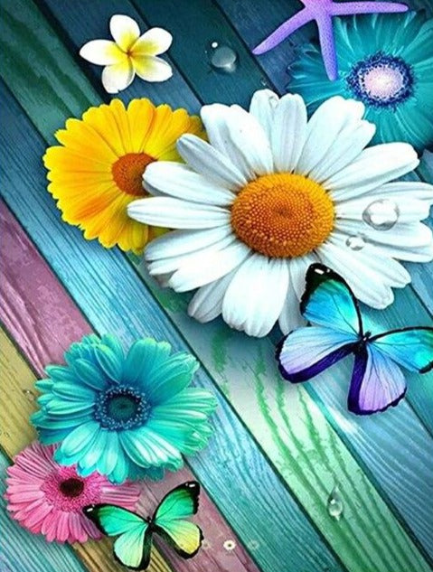 Flowers & Butterfly - Diamond Painting Kit