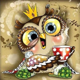 coffee drinking owl diamond painting kit