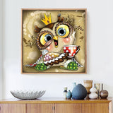 Coffee Drinking Owl - Diamond Painting Kit