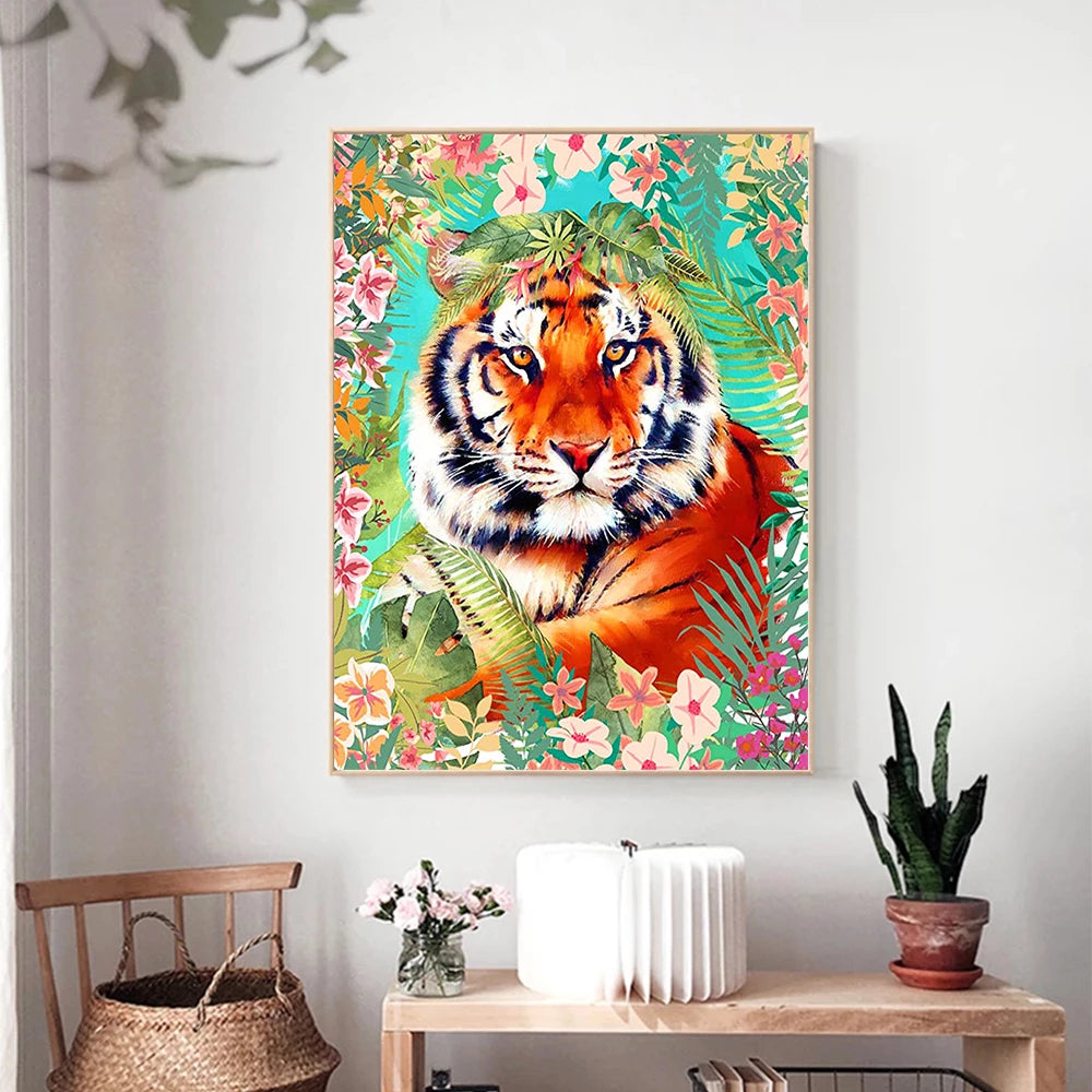 Tiger Bloom - Diamond Painting Kit