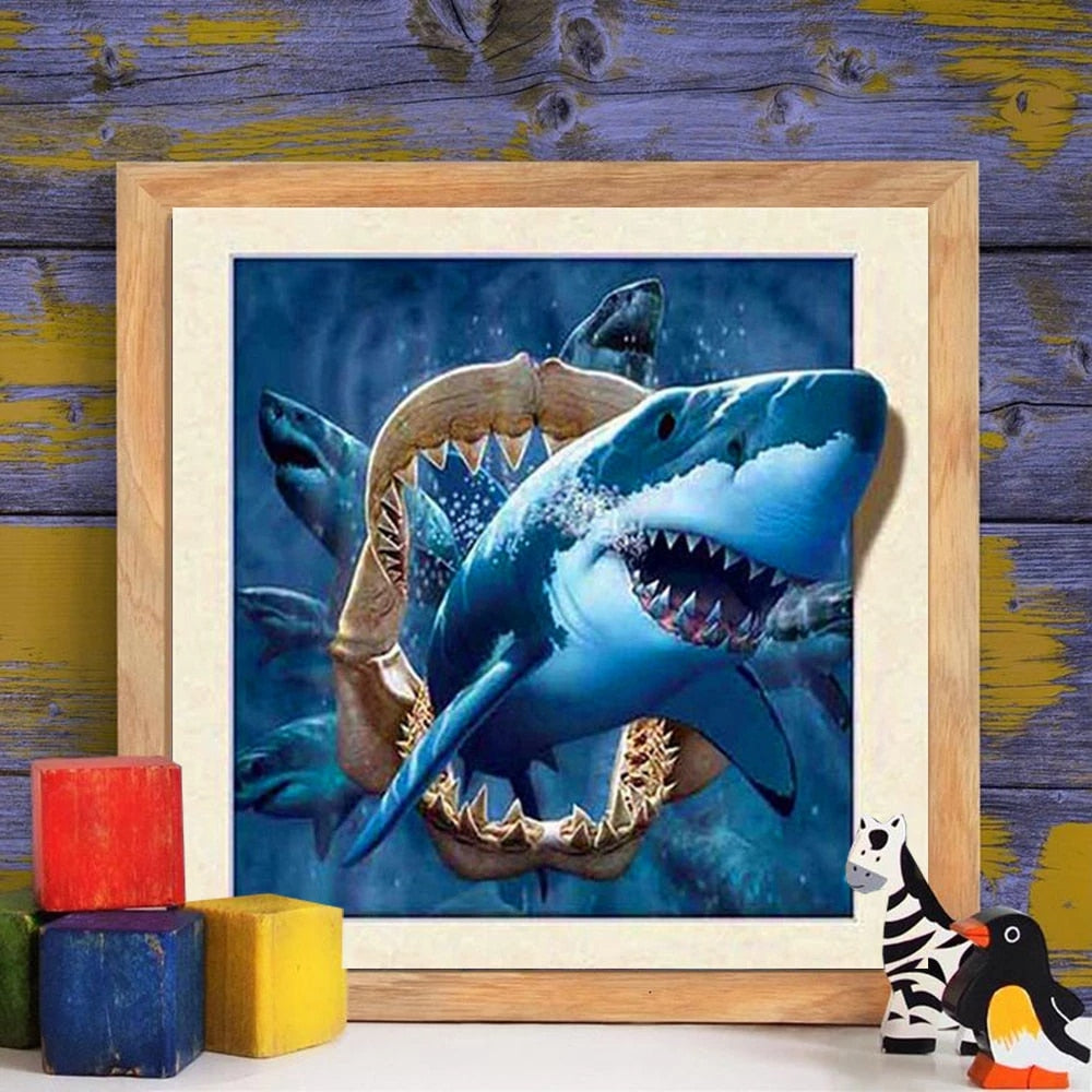 3D Shark - Diamond Painting Kit