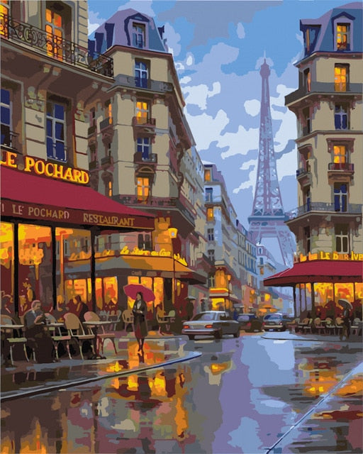 Eiffel Tower Lane View - Paint By Number Kit
