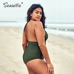 Plus Size Halter Backless One Piece Swimsuit