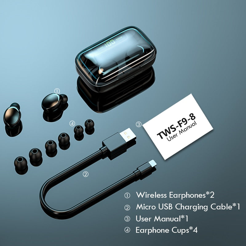 TWS Wireless Earbuds 9D Stereo With Microphone