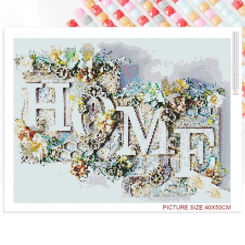 Home Flower Text - Diamond Painting Kit