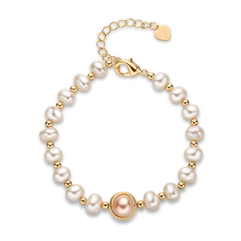 14K Gold Filled Pearl Charm Women Bracelet