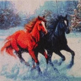 Brown Black Horses - Diamond Painting Kit