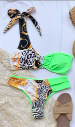 Asymmetrical Splicing Bikini Set Swimsuit