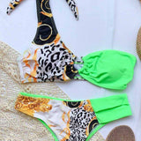 Asymmetrical Splicing Bikini Set Swimsuit