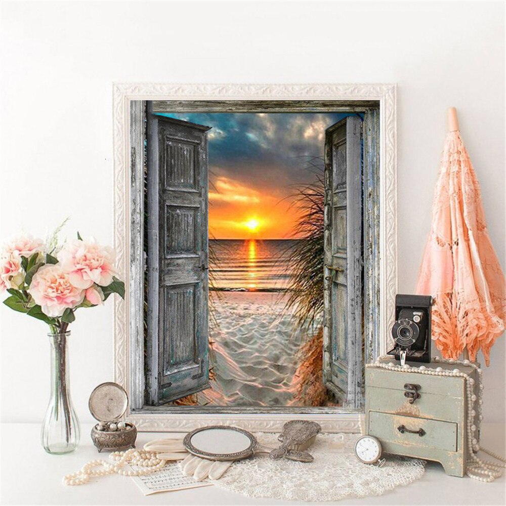 Sunset Through Open Door - Diamond Painting Kit