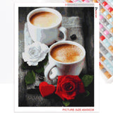 Coffee Roses Heart - Diamond Painting Kit