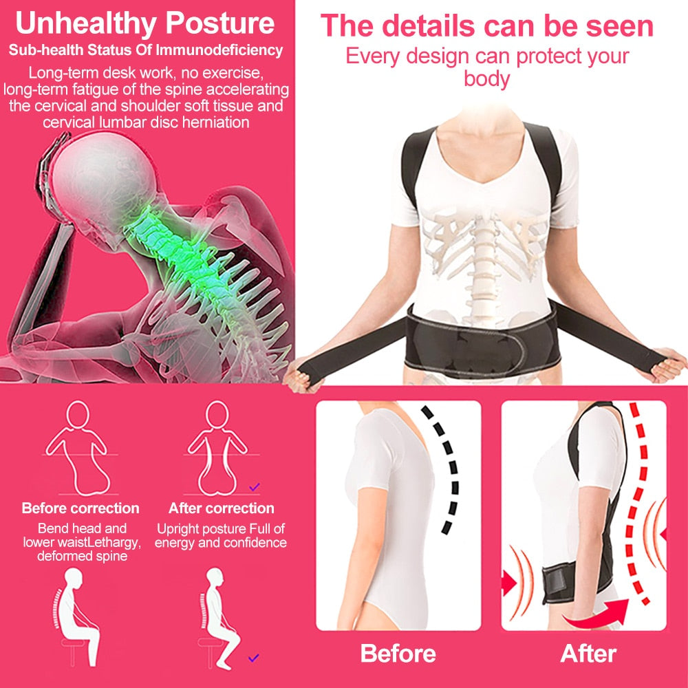 Back Posture Corrector Shoulder Support Belt Upper and Lower Back Pain Relief Improve Spine Clavicle Brace Posture Vest