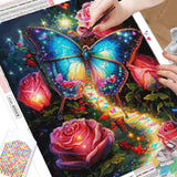 Butterfly On Rose Path - Diamond Painting Kit
