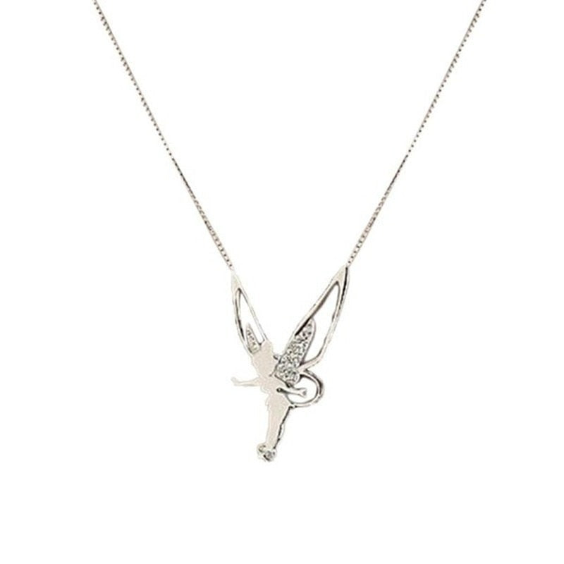 Elf Angel Rhinestone Pendant Necklace