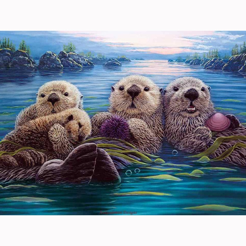 Cute Sea Otters - Diamond Painting Kit
