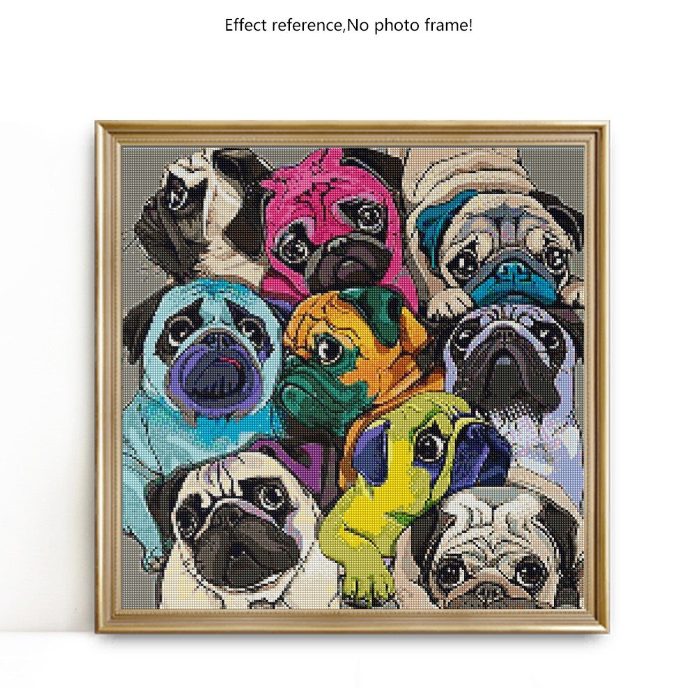 Colored Pugs - Diamond Painting Kit