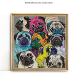 Colored Pugs - Diamond Painting Kit