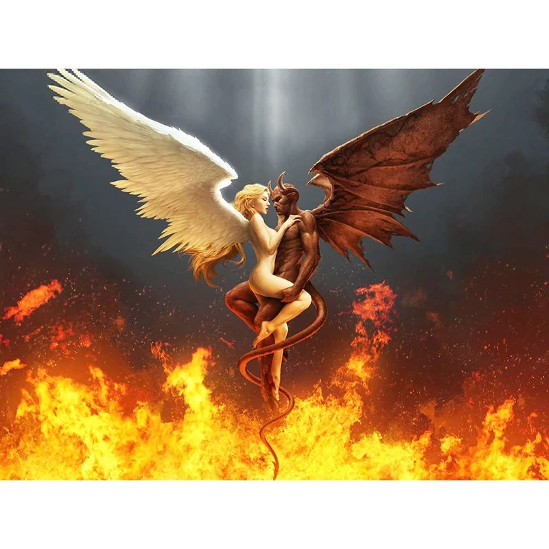 Devil And Angel In The Flame - Diamond Painting Kit