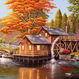 Forest Cottage Mill - Diamond Painting Kit