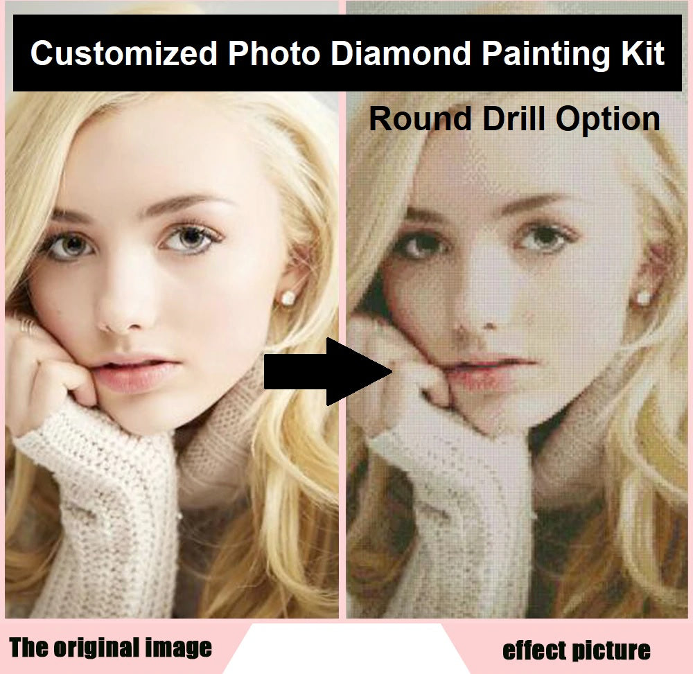 Customized Photo Diamond Painting Kit (Round Drill Option)