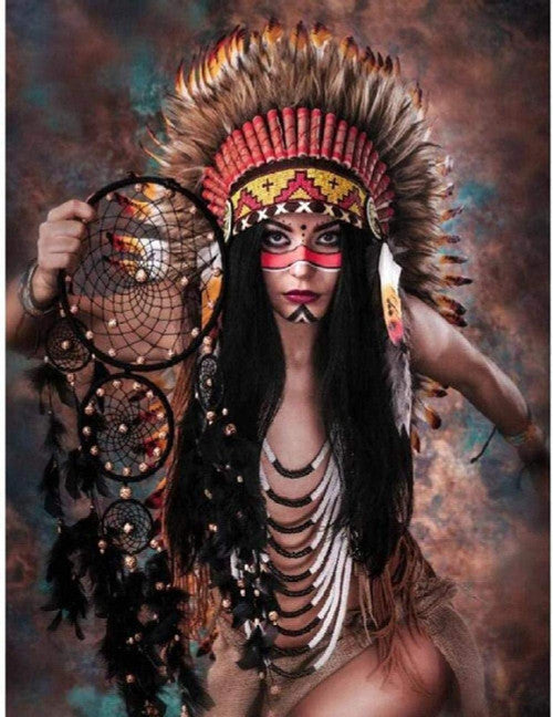 Dreamcatcher Red Indian Woman - Diamond Painting Kit