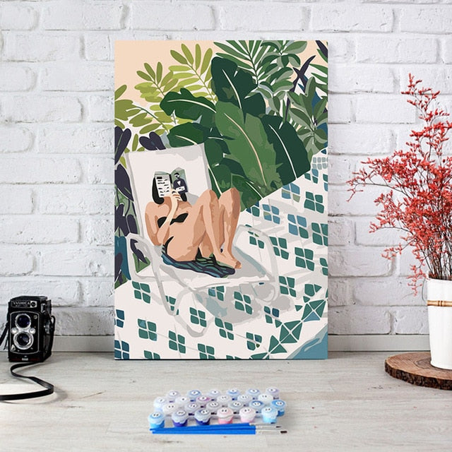 Relaxing Pond Girl - Paint By Number Kit