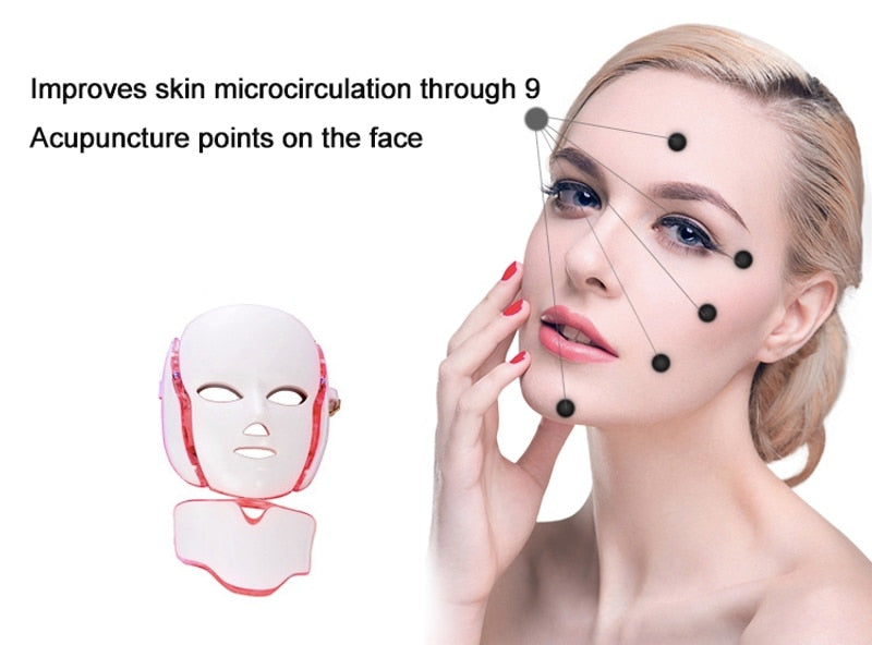 7 Colors LED Light Face Neck Therapy Mask