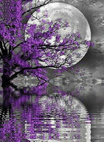 Purple Tree Moon - Diamond Painting Kit