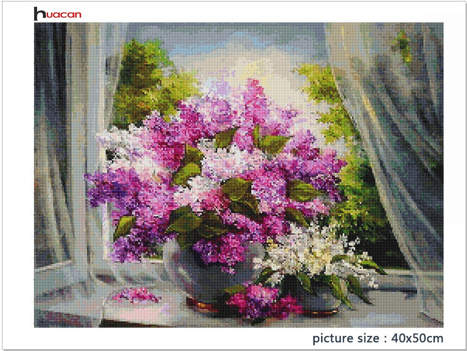 Purple Flowers - Diamond Painting Art