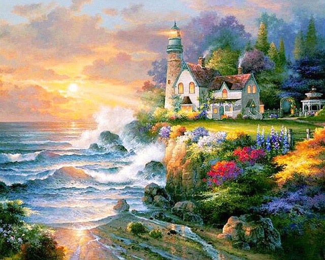 Ocean Side Villa - Diamond Painting Kit