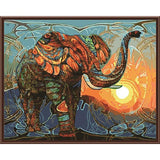 retro elephant - painting by number kit