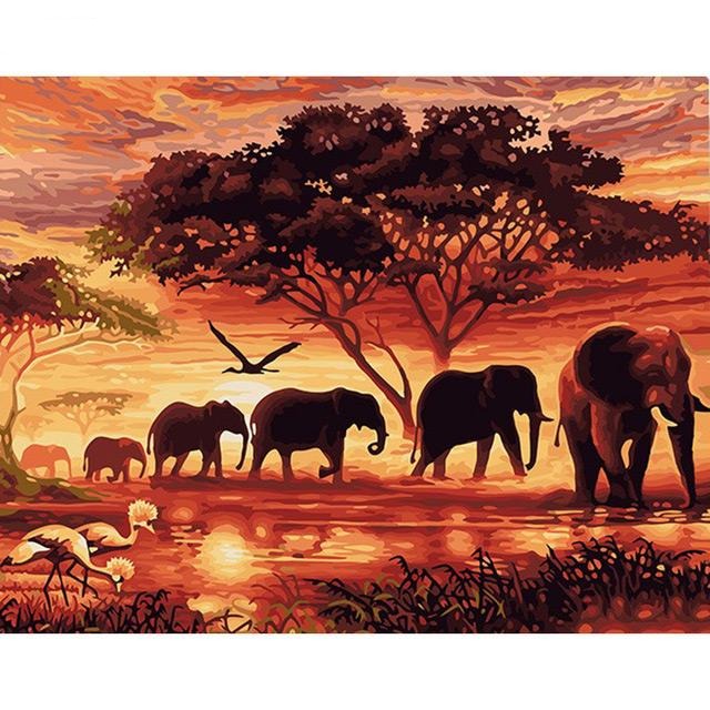 Elephant Walk - Paint By Number Kit