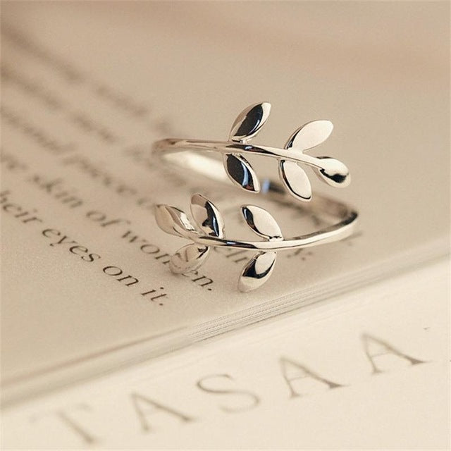 Olive Tree Branch Leaves Ring