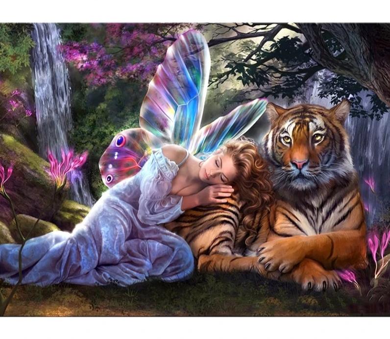 Butterfly Fairy Tiger - Diamond Painting Kit