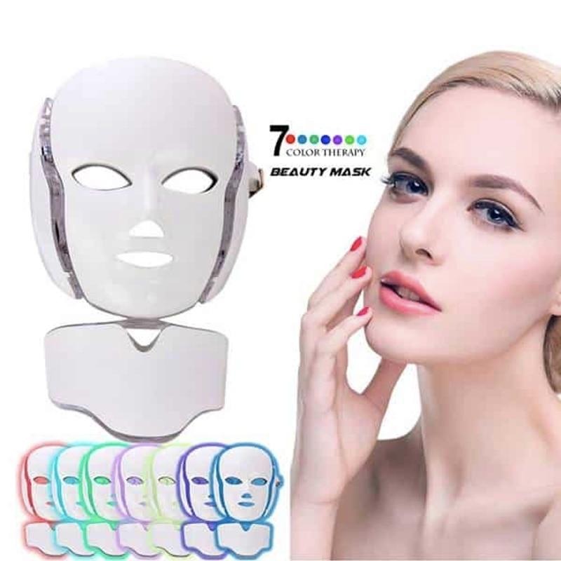 7 Colors LED Light Face Neck Therapy Mask