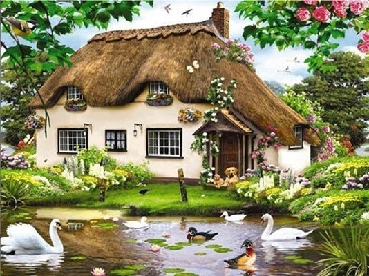 Lake Cottage Diamond painting Kit