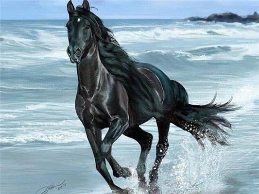 Running Black Horse Diamond Painting Kit