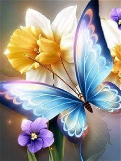 Butterfly And Flower - Diamond Painting Kit